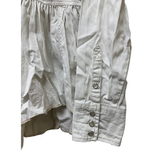 We the Free Size Small Over size 100% Cotton Off White Cream Button Down Top - Picture 5 of 14